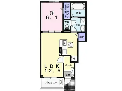 イヤサカ(1LDK/1階)の間取り写真
