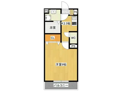 CREARL(1K/3階)の間取り写真