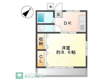 久保田アパート(1DK/2階)の間取り写真