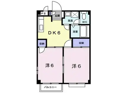 サザンクロス(2DK/2階)の間取り写真