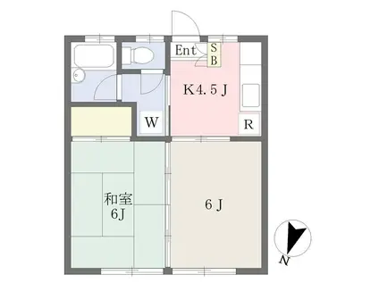 タウンハウスオオヤマIII(2K/2階)の間取り写真