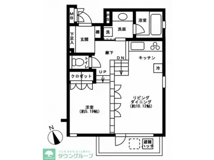 NTPRレジデンス下馬(1LDK/2階)の間取り写真