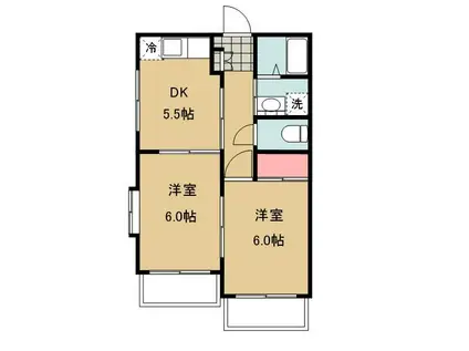 サンシャインW A(2DK/1階)の間取り写真