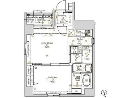 LOG銀座東(1LDK/2階)の間取り写真