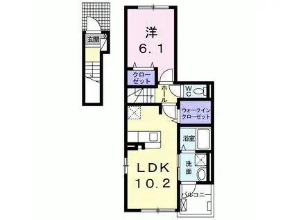 グランテラスB(1LDK/2階)の間取り写真