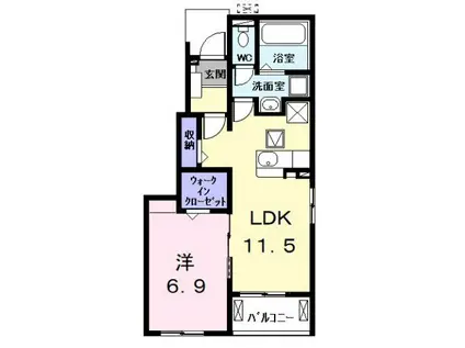ヒカルサ名古屋港区大西I(1LDK/1階)の間取り写真
