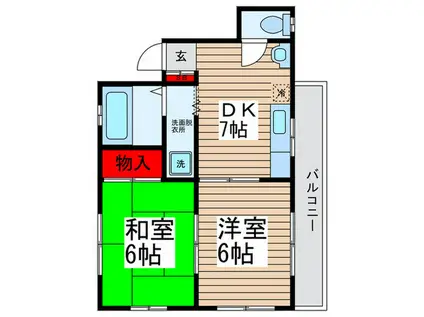 クレインハウス(2DK/2階)の間取り写真