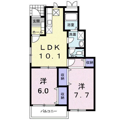 リュミエール(2LDK/1階)の間取り写真