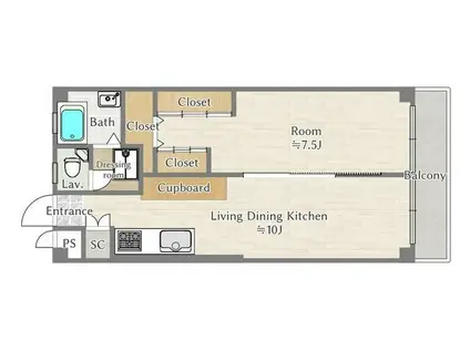 富士見台ファミリーマンション(1LDK/7階)の間取り写真