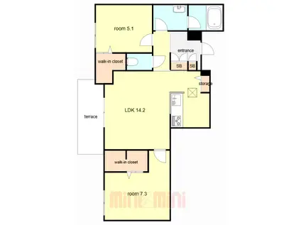 SHAMAISON GREENAGE 日野町(2LDK/1階)の間取り写真