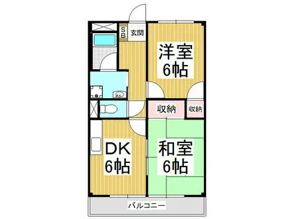 グリーンヒルズ白山B(2DK/2階)の間取り写真