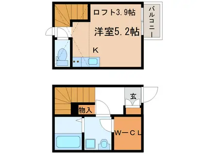 ラ・ネージュ河原町(ワンルーム/1階)の間取り写真