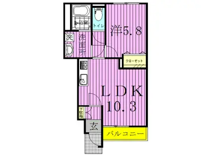 GRANDEUR Mグランドールエム(1LDK/1階)の間取り写真