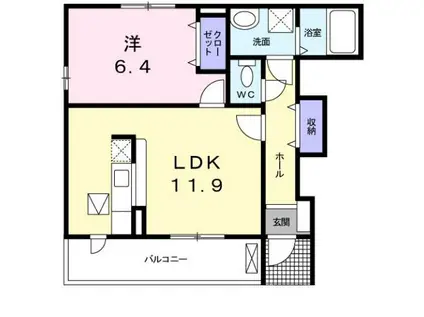 サンゼファー(1LDK/1階)の間取り写真