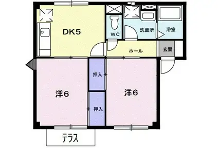 プラドール宍倉(2DK/1階)の間取り写真