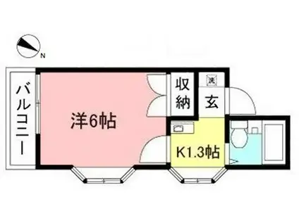 プレステージオオノ(1K/1階)の間取り写真