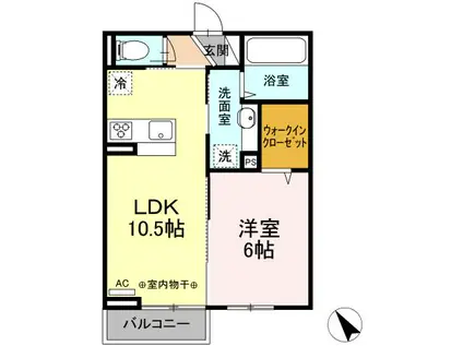D-ROOMみたけI(1LDK/2階)の間取り写真