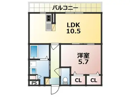 結充IMMEUBLE B館(1LDK/3階)の間取り写真
