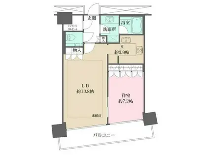 エムエムタワーズ フォレシス L(1LDK/19階)の間取り写真