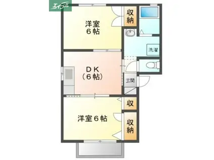 レーベン平井A(2DK/2階)の間取り写真