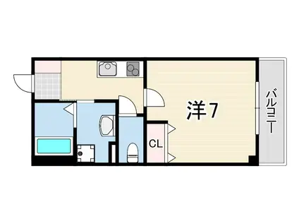 アカラ藤原台(1K/2階)の間取り写真