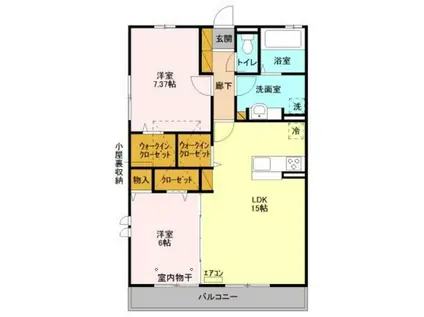 ソレイユ(2LDK/2階)の間取り写真