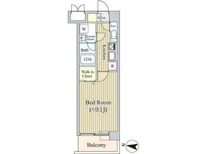 アリビオ西麻布(1K/6階)の間取り写真