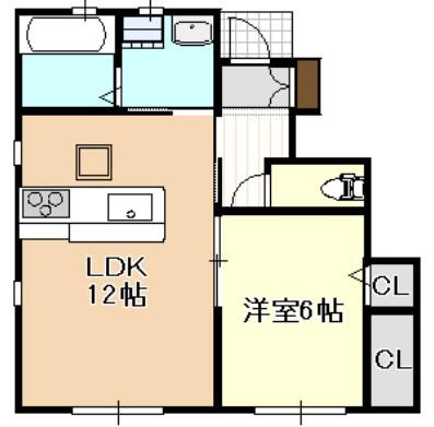 メゾンYASUI B(1LDK/1階)の間取り写真