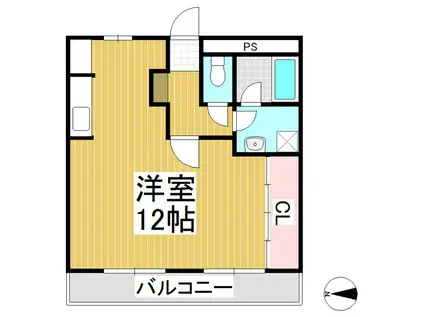 カメダビル(ワンルーム/3階)の間取り写真