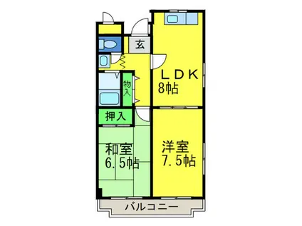 辻野ハイツ(2LDK/3階)の間取り写真