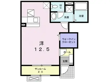 ミルトハウス(ワンルーム/1階)の間取り写真