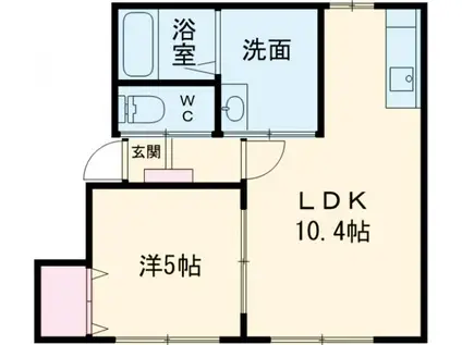 ＪＲ宗谷本線 名寄駅 徒歩28分 2階建 築9年(1LDK/2階)の間取り写真