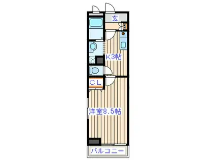 メイユールデリス(1K/3階)の間取り写真