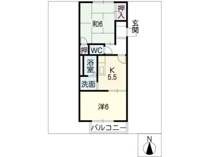 コーポクレイン(2K/1階)の間取り写真