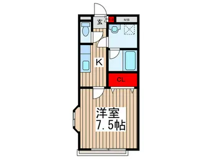 クーハウス(1K/1階)の間取り写真