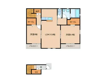 新田3丁目アパート(2LDK/2階)の間取り写真
