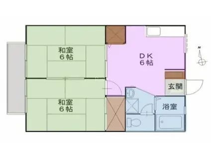 シティーコート新松戸(2DK/2階)の間取り写真