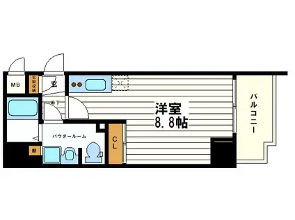 LALA PLACE 四天王寺夕陽ヶ丘(ワンルーム/12階)の間取り写真