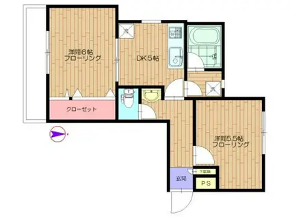 フルール小竹(2DK/1階)の間取り写真