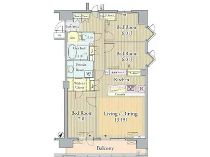 プライムアーバン東中野コート(3LDK/6階)の間取り写真