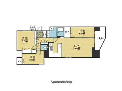 リバーガーデン四天王寺(3LDK/17階)の間取り写真
