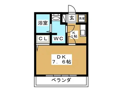 ファンタジア(1K/1階)の間取り写真