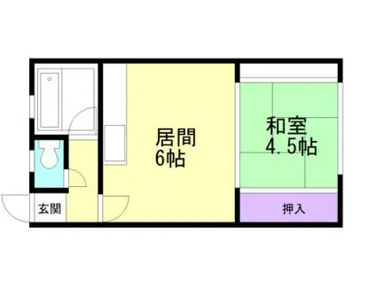コーポ大友Ⅰ(1DK/3階)の間取り写真