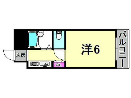 グランパレ塚口(1K/3階)の間取り写真