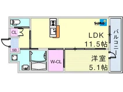 ペルル5(1LDK/2階)の間取り写真