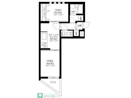 ベルハイム上石神井(2DK/1階)の間取り写真