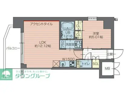 プレジオ川口ASIAN(1LDK/9階)の間取り写真