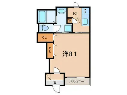 グラシアスII(1K/1階)の間取り写真