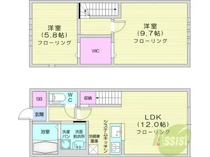レガシーヒルズ ジェイ(2LDK/1階)の間取り写真