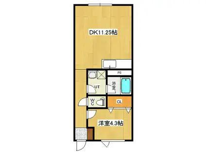 ラグリアス朝日(1LDK/1階)の間取り写真